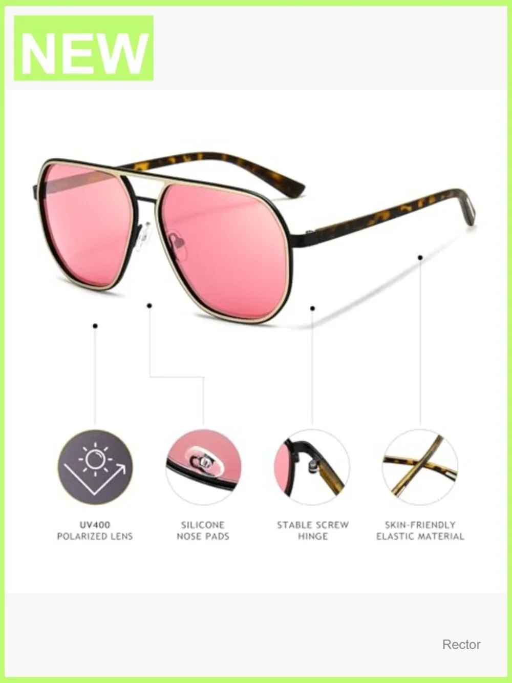 Polygon Aviator Sunglasses Polarized Trendy Square Retro Pilot Shades UV